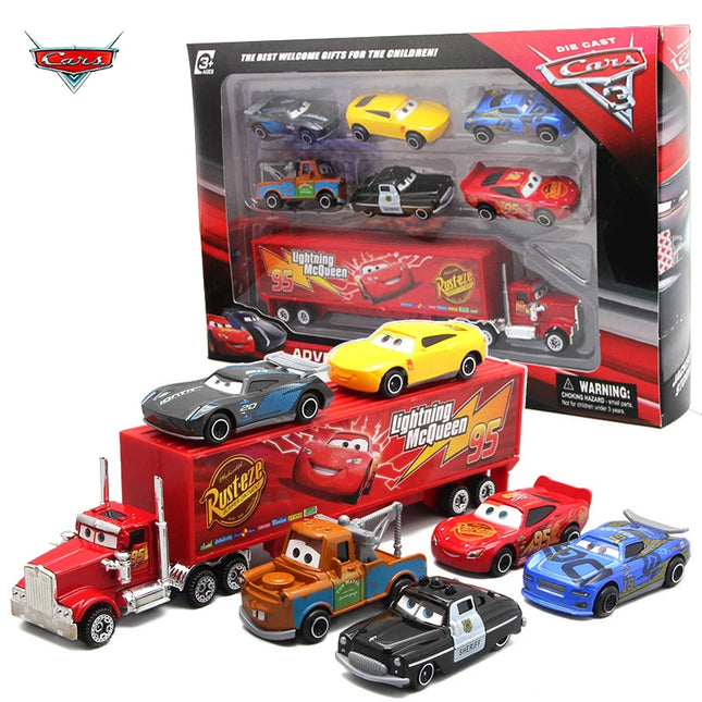 7Pcs/Set  Pixar Car 3 Lightning M/C/Queen Jackson Storm Mack Truck 1:55 Diecast Metal Car Model Toy Boy Christmas Gift