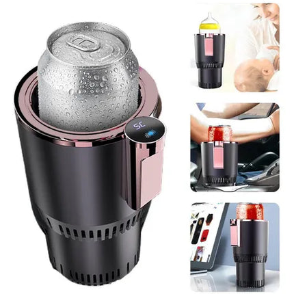 Smart Car 2-In-1 Hot and Cold Cup Drinks Holder Home Fast Refrigeration Cooling/Heating Mini Touch Screen Beverage Mug Drink Can