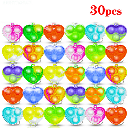 DGG Reviso y dio OK-----> 10/30/50Pcs Pop Keychains Fidget Toys Bulk Push Stress Relief Sensory Toys for Kids Classroom Prizes Birthday Party Favors