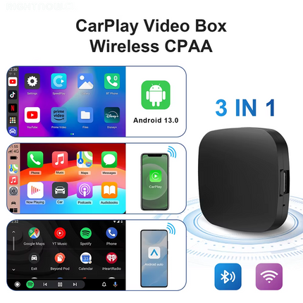 DGG Reviso -> OK <- 2025 Smart Carplay Ai Box Android 13 TV Box Wifi Wireless Android Auto Built-In Play Store for Netflix Youtube OEM Carplay Cars