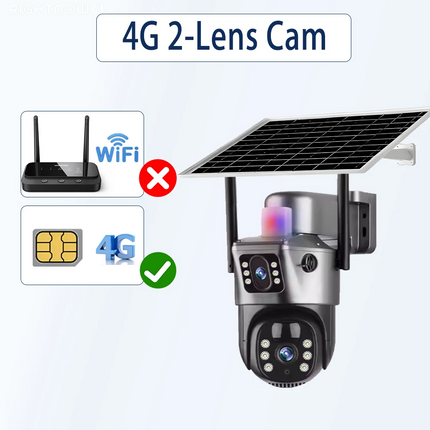 Solar Camera 4G Sim Outdoor Surveillance Wifi 3-Lens 3-Picture Color Night Vision PIR Security IP66 CCTV Wireless IP Cameras