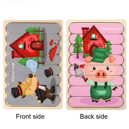 Puzzle Montesori de Madera 3D doble cara