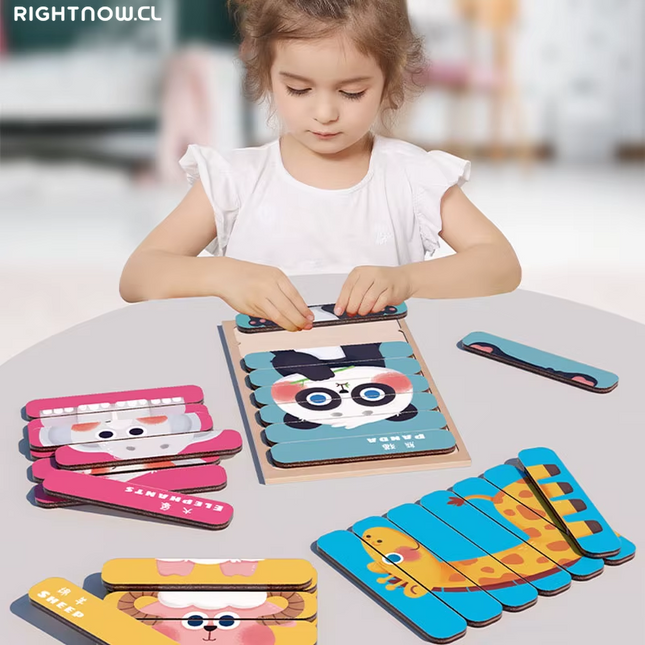 Puzzle Montesori de Madera 3D doble cara