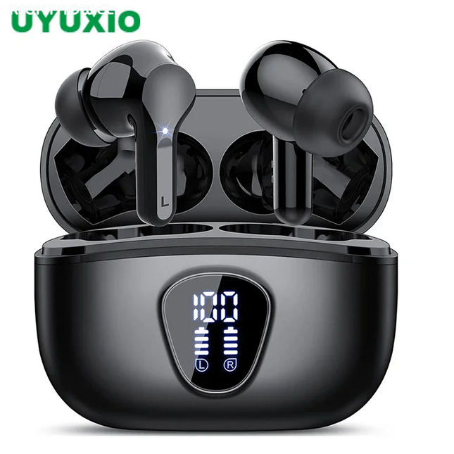 Wireless Earbuds BT5.3 Headphones Hifi Stereo Earbuds with ENC Noise Cancelling Mic 48H LED Display IP7 Waterproof Earphones