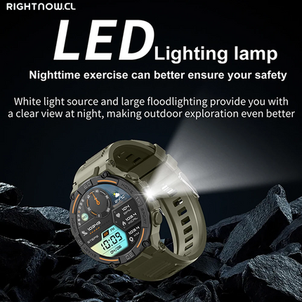 Smartwatch Military Men 360*360 HD Screen Flashlight Health Monitoring Waterproof Heart Rate BT Call Smart Watch for Android IOS