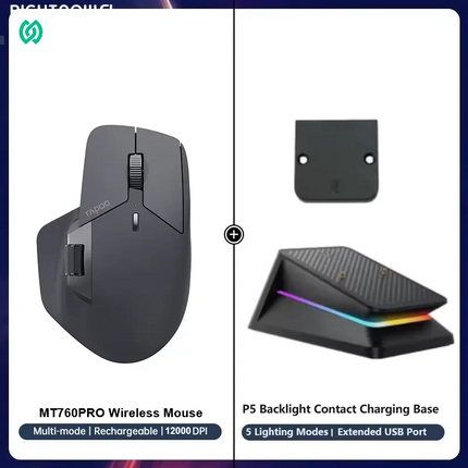 MT760PRO Wireless Mouse Nearlink + Bluetooth 5.0 Multi-Device 12000 DPI 2K Polling Rate Ergo for Work Gaming Quiet Clicks