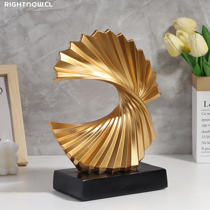 Golden Wave Resin Craft Sculpture - Abstract Art Home Decor Figurine, Bedroom, Living Room, and Study Desktop Decorations