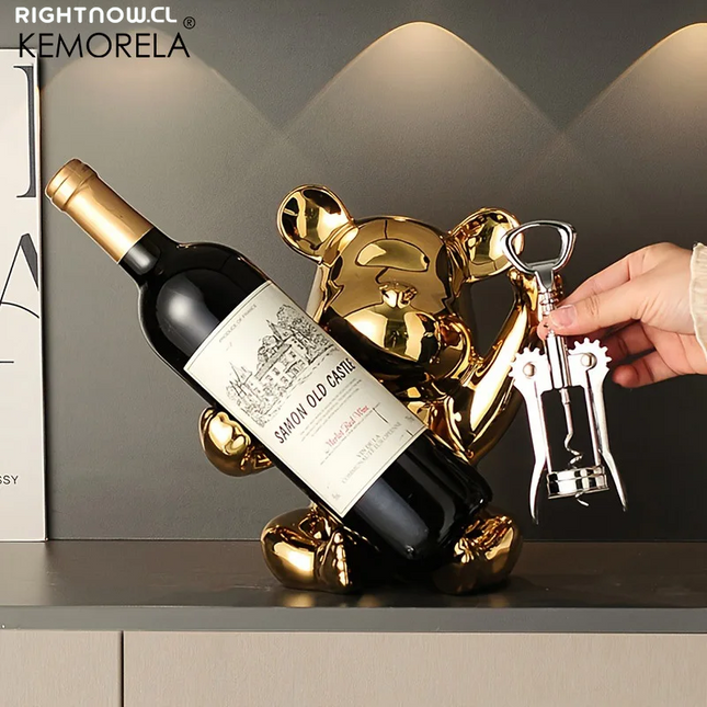 Creative Wine Rack with Bottle Opener Ceramic Cartoon Ornaments Home Ornaments Cute Storage Rack Home Kitchen Bar Decoration