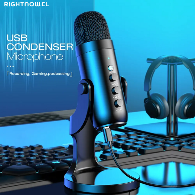 USB Microphone for PC Mac Gaming Recording Stream Podcast, Computer Condenser Mic with Phone Adapter Headphone Output