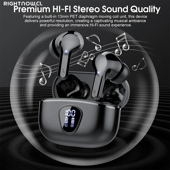 Wireless Earbuds BT5.3 Headphones Hifi Stereo Earbuds with ENC Noise Cancelling Mic 48H LED Display IP7 Waterproof Earphones