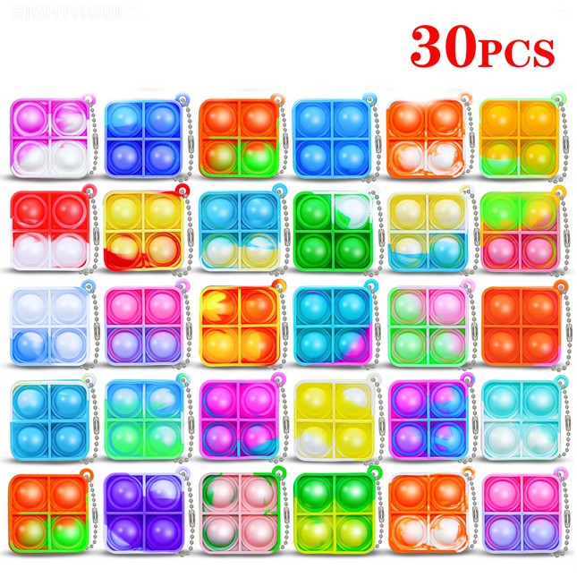 DGG Reviso y dio OK-----> 10/30/50Pcs Pop Keychains Fidget Toys Bulk Push Stress Relief Sensory Toys for Kids Classroom Prizes Birthday Party Favors