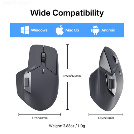 MT760PRO Wireless Mouse Nearlink + Bluetooth 5.0 Multi-Device 12000 DPI 2K Polling Rate Ergo for Work Gaming Quiet Clicks