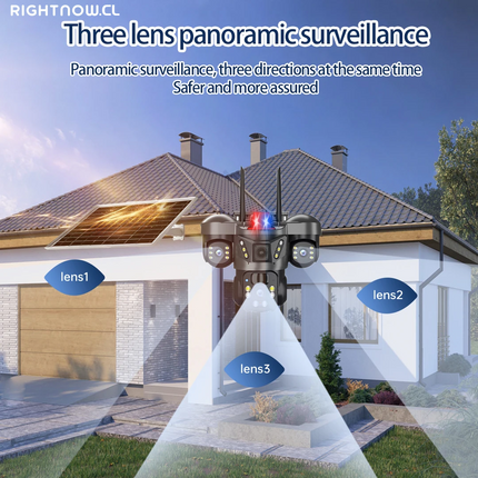 Solar Camera 4G Sim Outdoor Surveillance Wifi 3-Lens 3-Picture Color Night Vision PIR Security IP66 CCTV Wireless IP Cameras