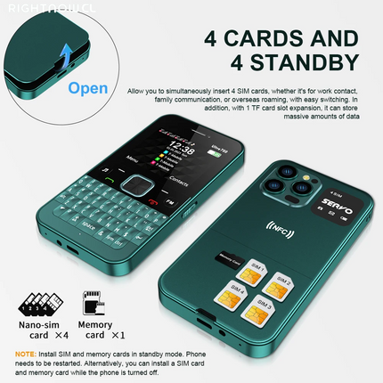 Ultra700 4SIM Card Qwerty Mobile Phone NFC Access Control Speed Dial Blacklist TYPE-C GSM Cellular Full Keyboard Cellphone