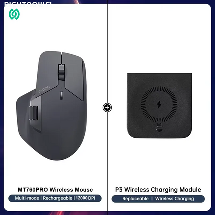 MT760PRO Wireless Mouse Nearlink + Bluetooth 5.0 Multi-Device 12000 DPI 2K Polling Rate Ergo for Work Gaming Quiet Clicks