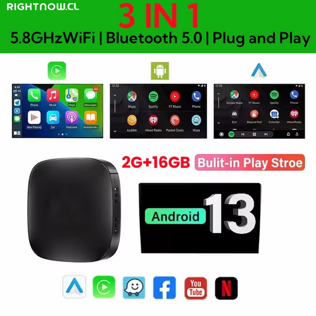 DGG Reviso -> OK <- 2025 Smart Carplay Ai Box Android 13 TV Box Wifi Wireless Android Auto Built-In Play Store for Netflix Youtube OEM Carplay Cars