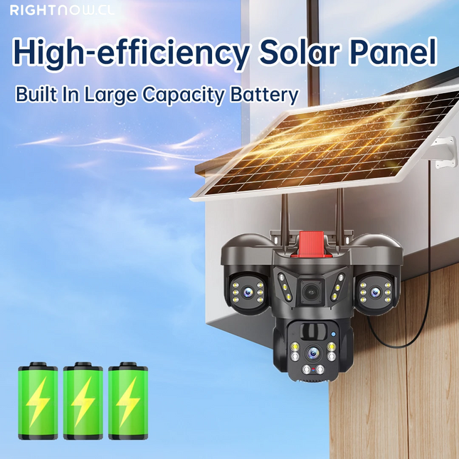 Solar Camera 4G Sim Outdoor Surveillance Wifi 3-Lens 3-Picture Color Night Vision PIR Security IP66 CCTV Wireless IP Cameras