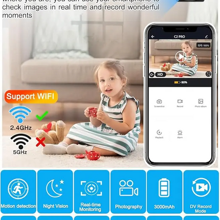 Tuya Full HD Mini DIY Wireless Security Camera 115° Wide Angle Motion Detection Auto Alarm Remote View for Home Surveillance