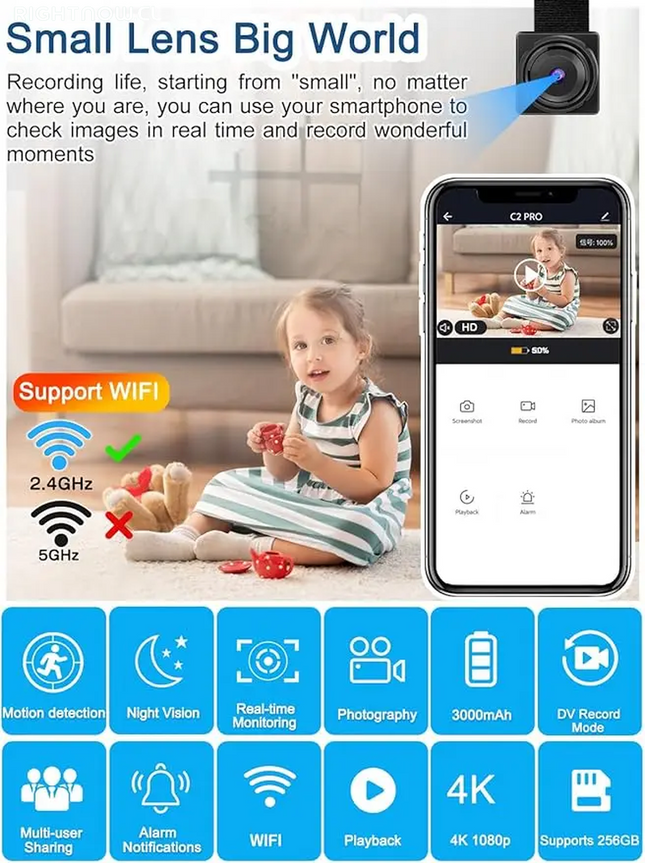 Tuya Full HD Mini DIY Wireless Security Camera 115° Wide Angle Motion Detection Auto Alarm Remote View for Home Surveillance