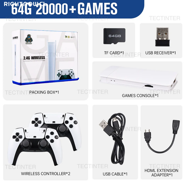 M15 4K Game Stick TV Video Game Console 64G Built-In 20000 Games Retro Handheld Game Player with Wireless Gamepad Controller