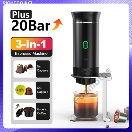 Cafetera de Viaje 3 en 1 para Cápsulas y Café Molido