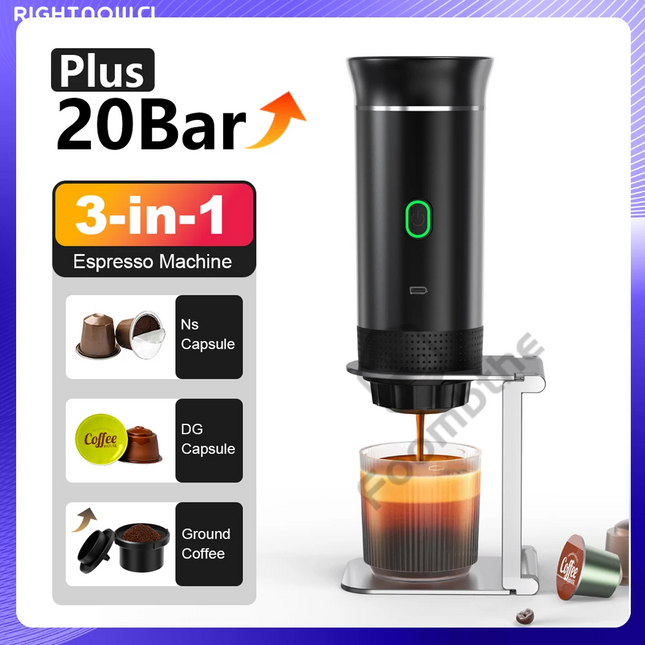 Cafetera de Viaje 3 en 1 para Cápsulas y Café Molido