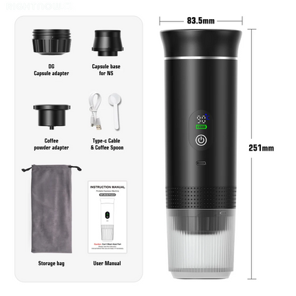 Cafetera de Viaje 3 en 1 para Cápsulas y Café Molido