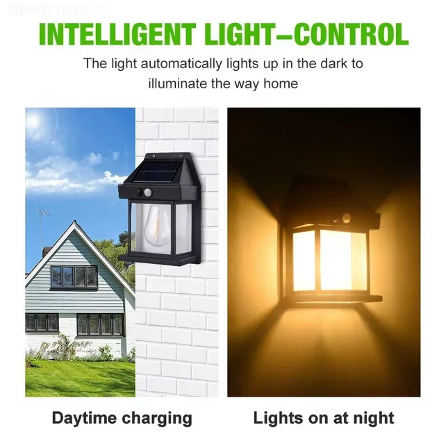 Solar-Powered Waterproof Outdoor Wall Light with Motion Sensor Tungsten Filament Garden Yard Decoration LED Lamp 3 Modes 1-4Pcs