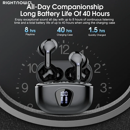 Wireless Earbuds BT5.3 Headphones Hifi Stereo Earbuds with ENC Noise Cancelling Mic 48H LED Display IP7 Waterproof Earphones