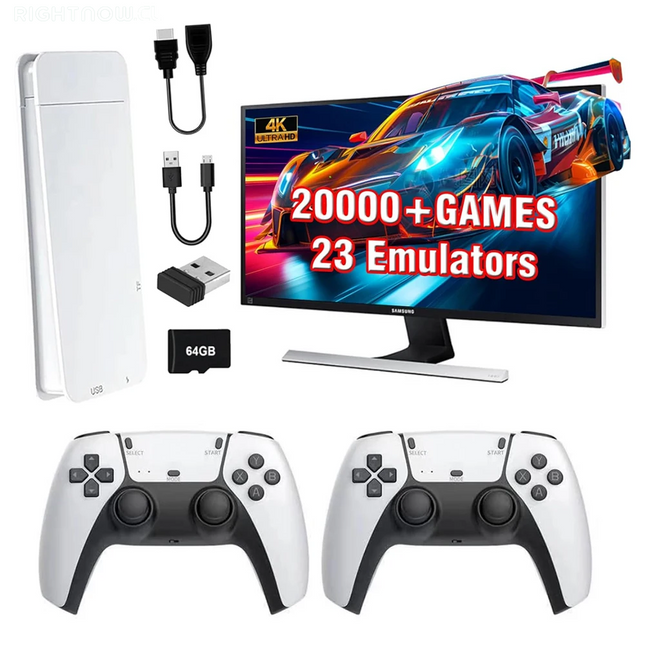 M15 4K Game Stick TV Video Game Console 64G Built-In 20000 Games Retro Handheld Game Player with Wireless Gamepad Controller