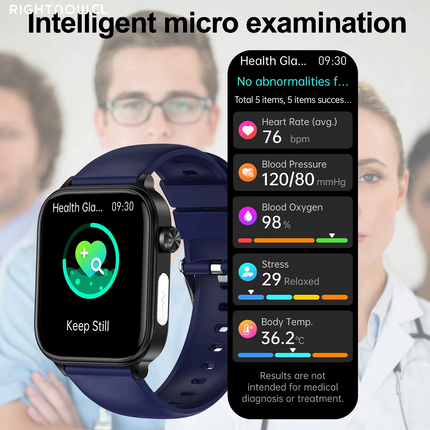 2025 New Al Science Diagnosis Blood Lipids Uric Acid Blood Oxygen Smart Watch Men ECG+PPG Voice Bluetooth Call Health Smartwatch