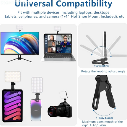60 LED Video Light Fill Light Rechargeable 2500 Mah Ajusted 3 Light Modes CRI95 Portable Mini Selfie Light 2500-9000K