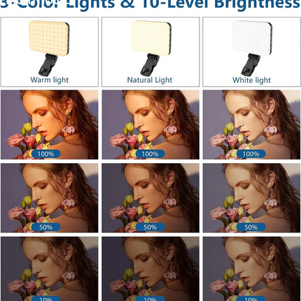 60 LED Video Light Fill Light Rechargeable 2500 Mah Ajusted 3 Light Modes CRI95 Portable Mini Selfie Light 2500-9000K