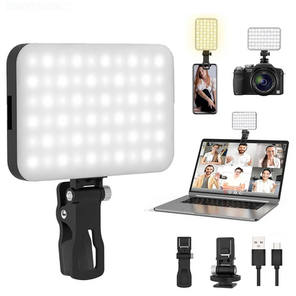 60 LED Video Light Fill Light Rechargeable 2500 Mah Ajusted 3 Light Modes CRI95 Portable Mini Selfie Light 2500-9000K