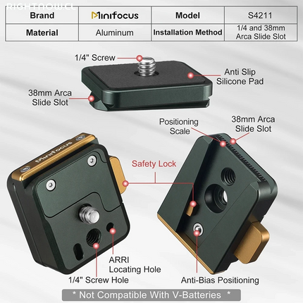 Camera Arca Swiss Quick Release Mount Lock QR System Clamp Switch Kit for Tripod Monopod Slide DSLR Camcorder DJI Zhiyun Gimbal