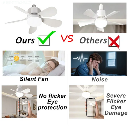 16 Inch 2-In-1 Ceiling Fan with Light Remote Control Fan Lights Dimmable E27 Socket Bedroom Living Room Kitchen Office Bathroom