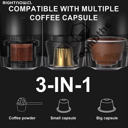 Cafetera de Viaje 3 en 1 para Cápsulas y Café Molido