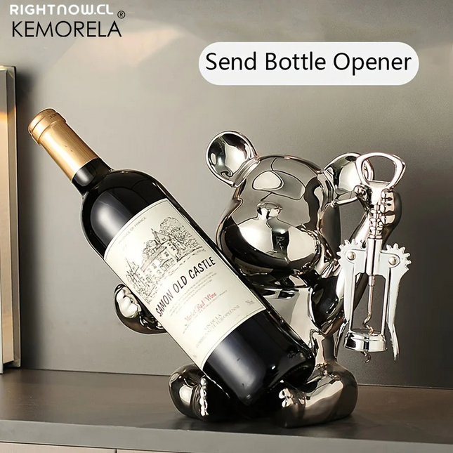 Creative Wine Rack with Bottle Opener Ceramic Cartoon Ornaments Home Ornaments Cute Storage Rack Home Kitchen Bar Decoration