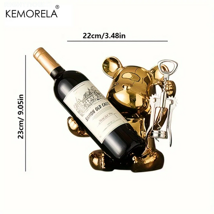 Creative Wine Rack with Bottle Opener Ceramic Cartoon Ornaments Home Ornaments Cute Storage Rack Home Kitchen Bar Decoration