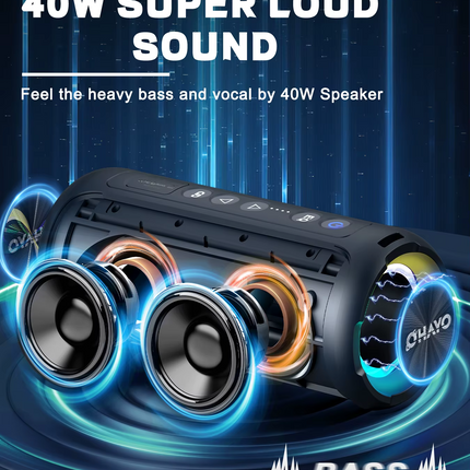 Ortizan Bluetooth Speakers 40W Enhanced Bass Portable Outdoor Wireless Speaker 30Hrs IP7 Waterproof Shower Speaker Bluetooth 5.3