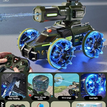 DGG reviso y dio OK ----> 2.4G RC Car Self-Absorbing High-Pressure Water Gun Remote Control Amphibious Off-Road Vehicle Climbing Stunt Car Water Toys Gift